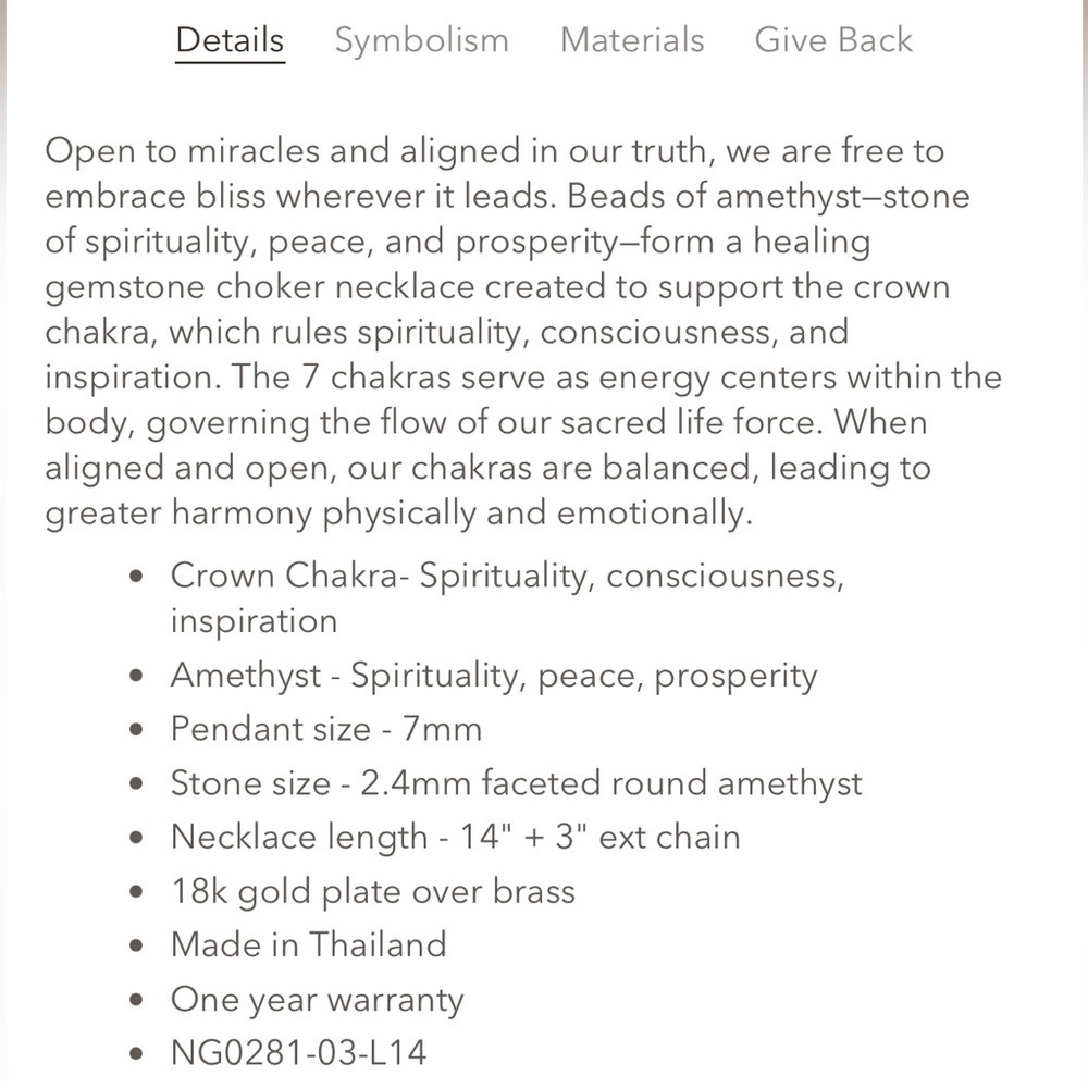Satya Jewelry Embrace Bliss Amethyst Crown Chakra Choker - Picture 4 of 6